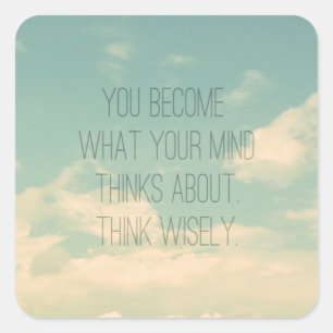 Quotes about the mind, Sky and Clouds, Vintage Square Sticker