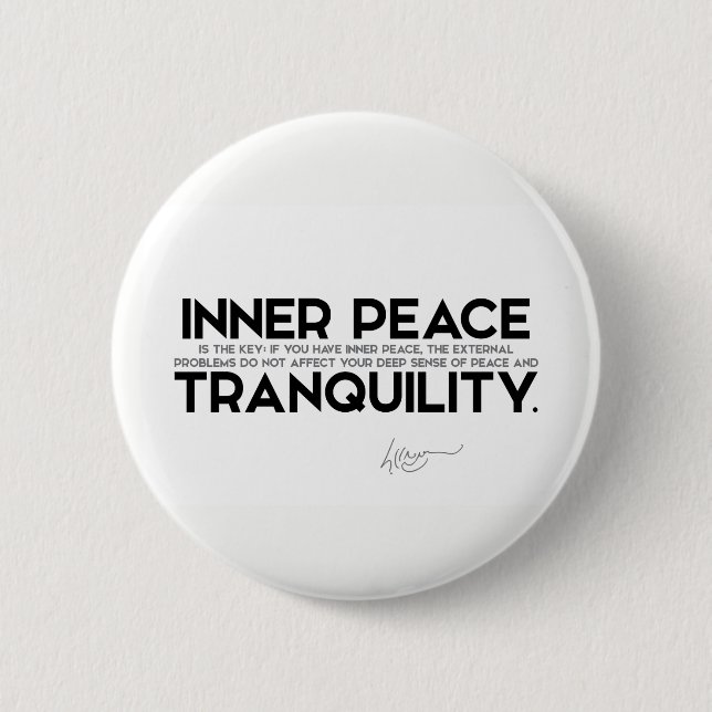 QUOTES: Dalai Lama - Inner peace is the key 2 Inch Round Button (Front)