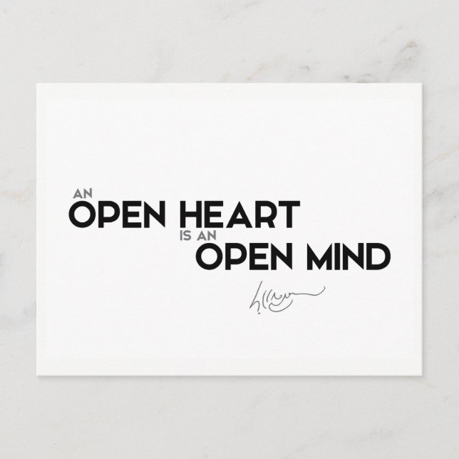 QUOTES: Dalai Lama - Open heart, open mind Postcard (Front)