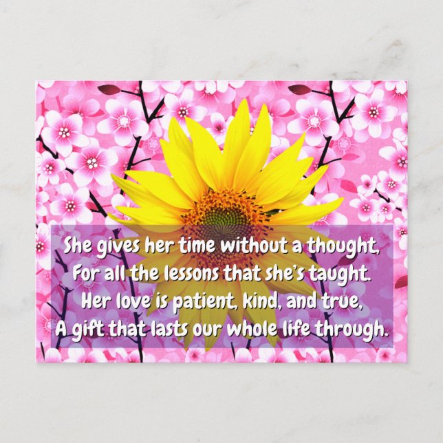 Quotes / Message / Poem | Floral Love Mom Postcard (Front)