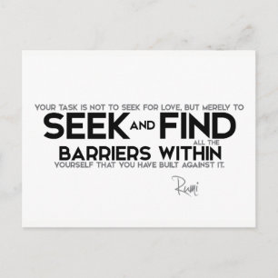 QUOTES: Rumi: Barriers within yourself Postcard