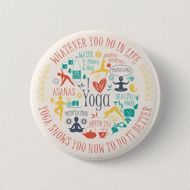 Quotes Yoga 2 Inch Round Button (Front)