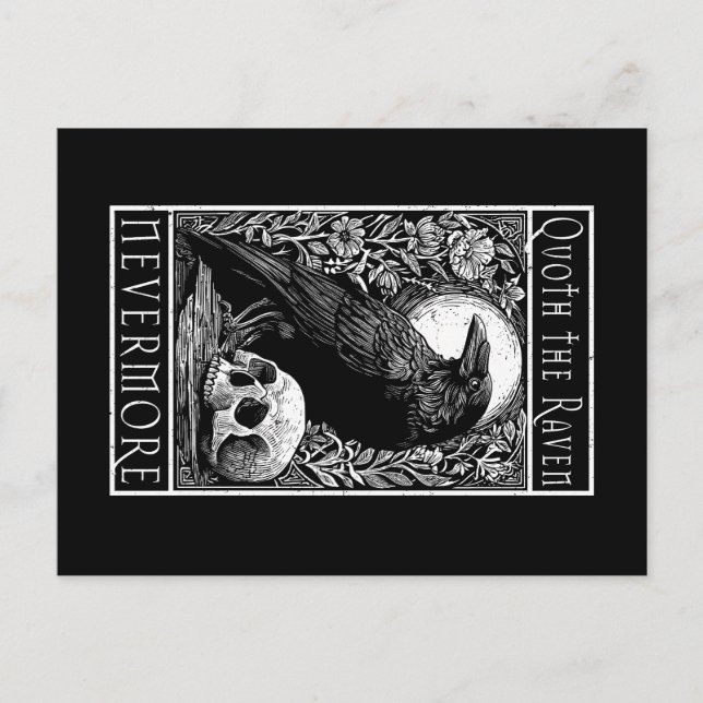 Quoth the Raven - Nevermore - Edgar Allan Poe art Postcard (Front)