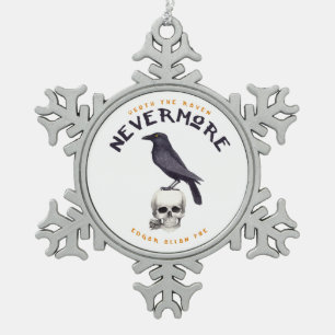 Quoth the Raven Nevermore - Edgar Allan Poe Snowflake Pewter Christmas Ornament