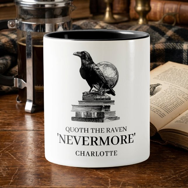 Quoth The Raven Nevermore Gothic Reader Literary Two-Tone Coffee Mug (Creator Uploaded)