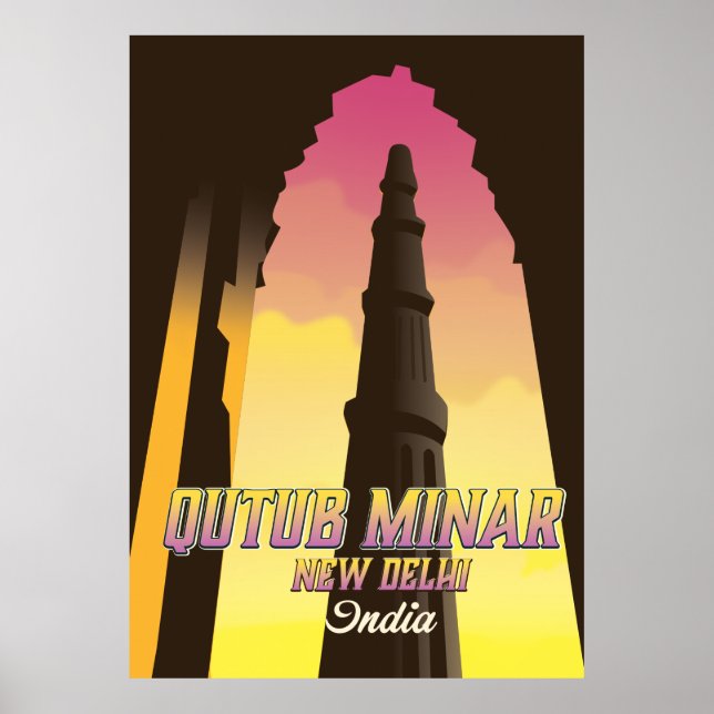 Qutub Minar  New Delhi India travel poster (Front)