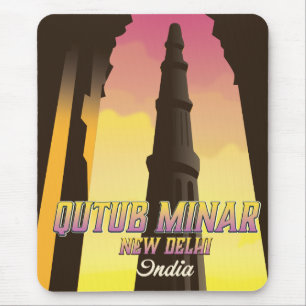 Qutub Minar New Delhi India travel poster Mouse Pad