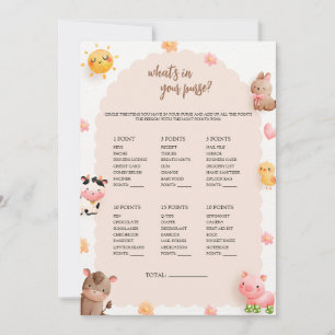 Qu'y a-t-il dans votre sac de Baby shower Carte de