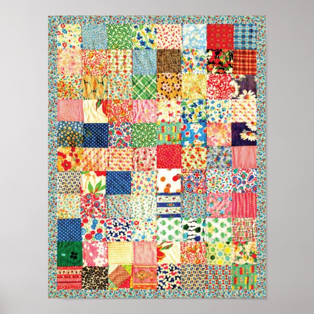 QWL Patchwork Quilt COLORFUL PATTERN BACKGROUND HO Poster (Front)