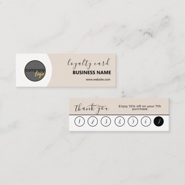 QYSTER WHITE BLACK BUSINESS LOGO 7 LOYALTY CARD (Front/Back)