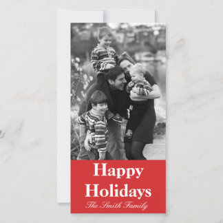 R05 Radiantly Confident Red Colour Customizable Holiday Card