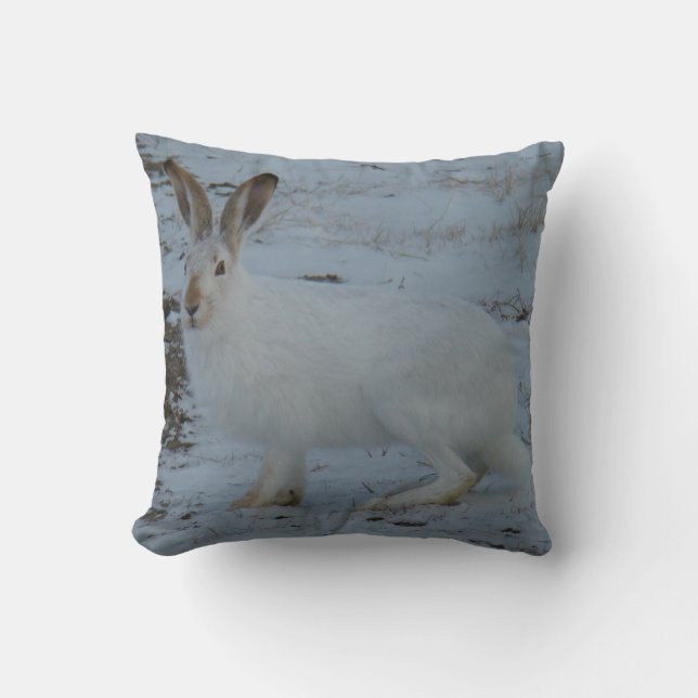 R23 Snowshoe Hare Throw Pillow (Front)