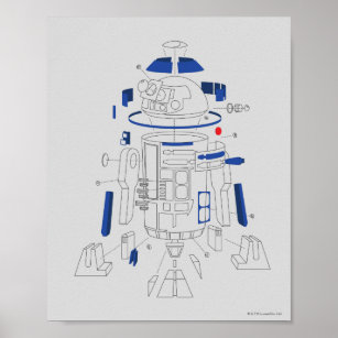 R2-D2 Exploded View Drawing Poster
