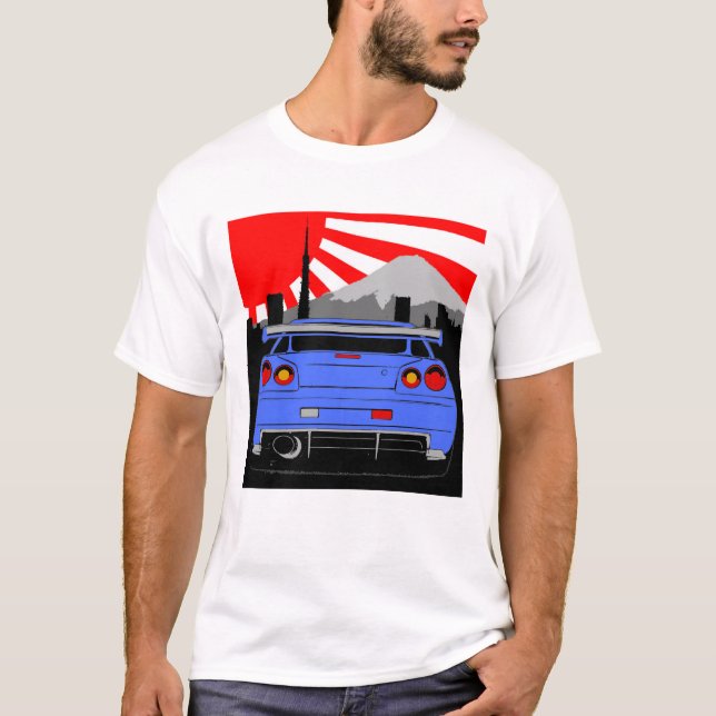 R34 and the rising sun T-Shirt (Front)