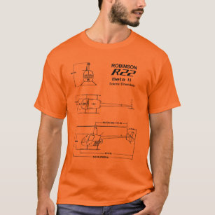 R-22 Robinson Helicopter Blueprint T-Shirt