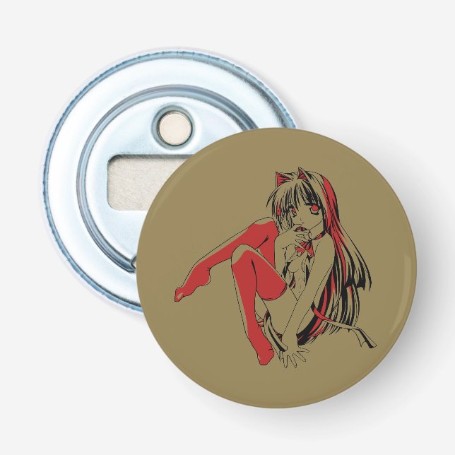 R & B Manga, Neko Catgirl Furry Loli Anime Bottle Opener (Front)