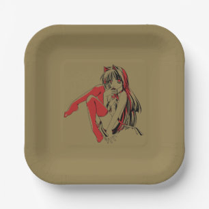 R & B Manga, Neko Catgirl Furry Loli Anime Paper Plate