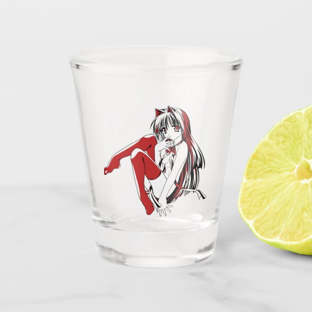 R & B Manga, Neko Catgirl Furry Loli Anime Shot Glass (Front)