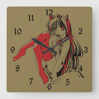 R & B Manga, Neko Catgirl Furry Loli Anime Square Wall Clock