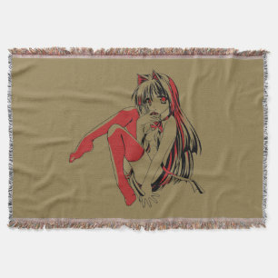 R & B Manga, Neko Catgirl Furry Loli Anime Throw Blanket