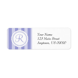 R Candy Striper Monogram Address Labels (Purple)