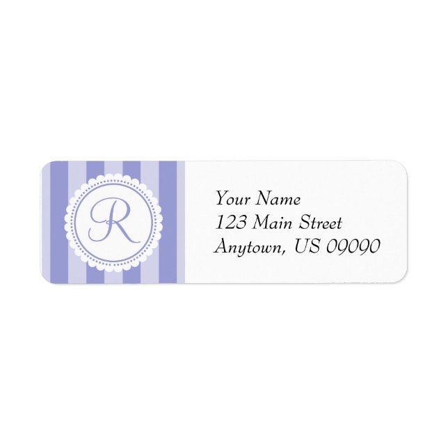 R Candy Striper Monogram Address Labels (Purple) (Front)