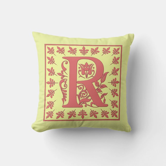 R COUSSIN INITIAL - Rose R sur Arrière - plan JAUN (Recto)