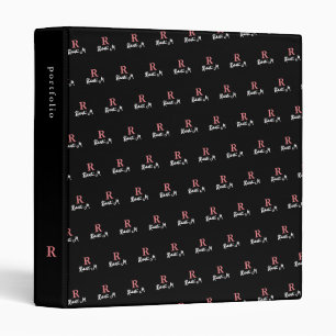 R custom Pink Monogram stamped allover Black Binder