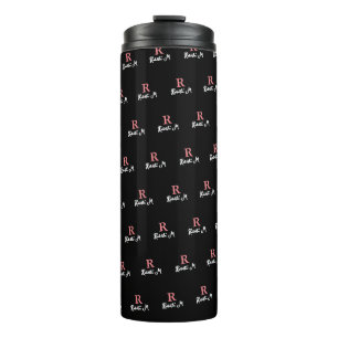 R custom Pink Monogram Stamped allover Black Thermal Tumbler