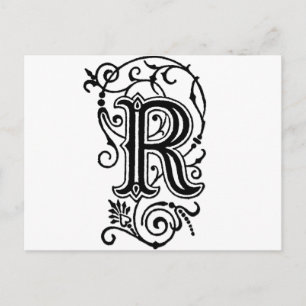R Decorative Letter Postcard