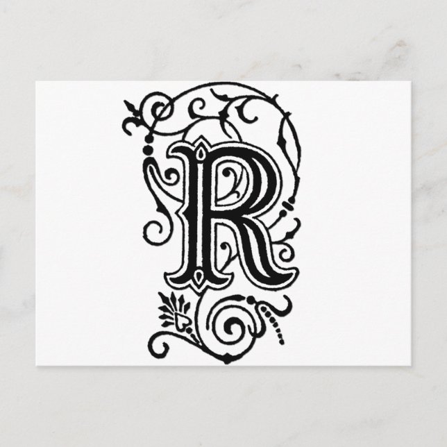 R Decorative Letter Postcard (Front)
