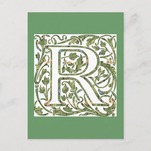R Floral Monogram Postcard (Front)