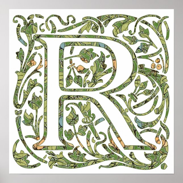 R Floral Monogram Poster (Front)