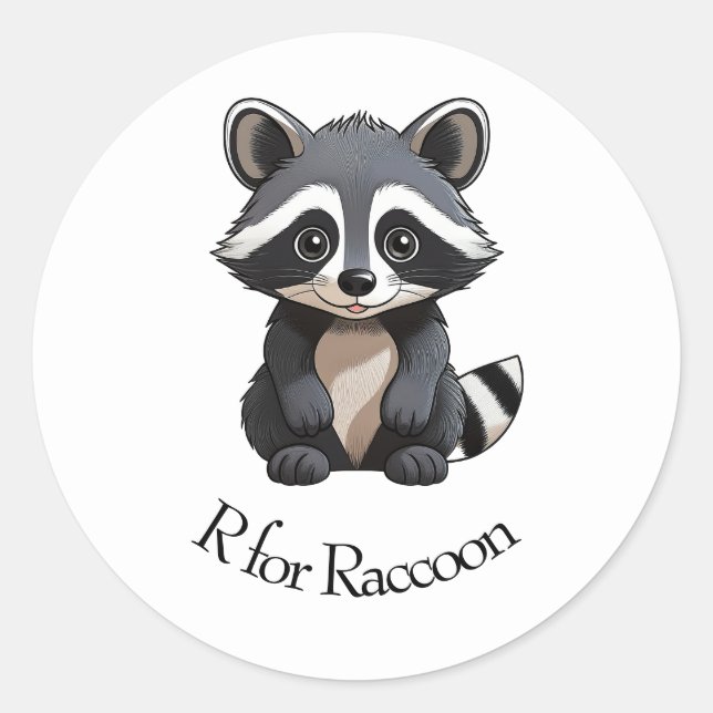 R for Raccoon Classic Round Sticker (Front)