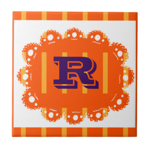 R for Retro customizable orange Tile