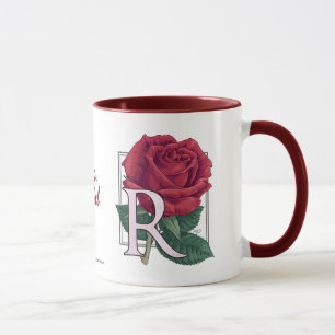 R for Rose Flower Monogram Mug