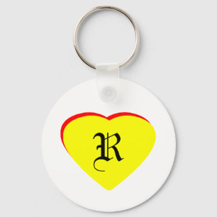 "R" Heart Yellow Red Wedding Invitation The MUSEUM Keychain