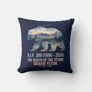R.I.P. 399 (1996-2024) Queen of the Tetons Bear Throw Pillow