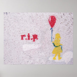 r.i.p. stencil : girl with the red balloon poster