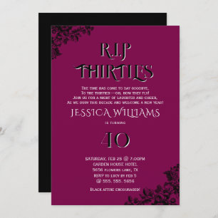 R.I.P. Thirties, Gothic 40th Birthday Invitation