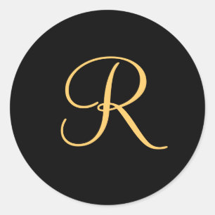 R initial de couleur or sur autocollant monogramme