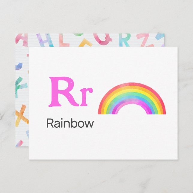 R is for Rainbow - Alphabet Flash Card (Front/Back)