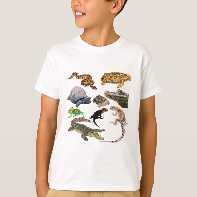 R is for Reptile. Reptile Artwork Detailed Illustr T-Shirt (Front)