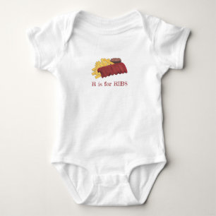 R is for RIBS Barbecue BBQ Spare Rib Alphabet Fun Baby Bodysuit