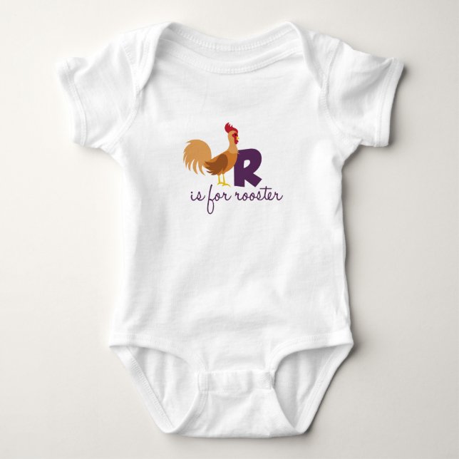 R Is For Rooster Baby Bodysuit (Front)