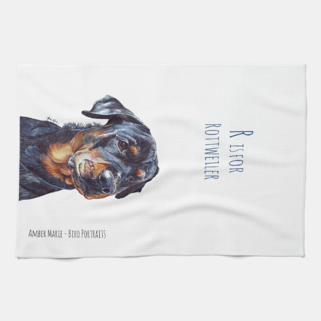 R is for Rottweiler Kitchen Towel (Horizontal)