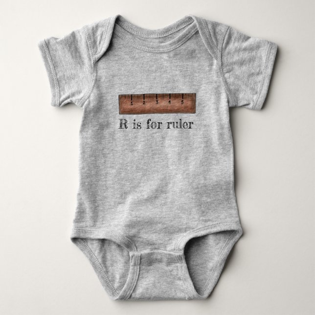 R is for Ruler Mathematics Math Class School ABCs Baby Bodysuit (Front)