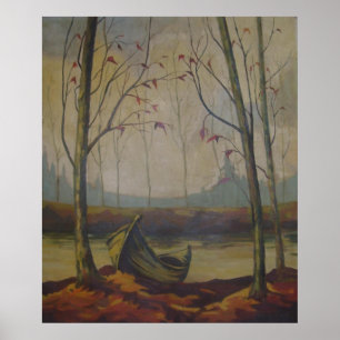 R.J. Ketchum - Boat on a Lakeshore in Autumn Poster