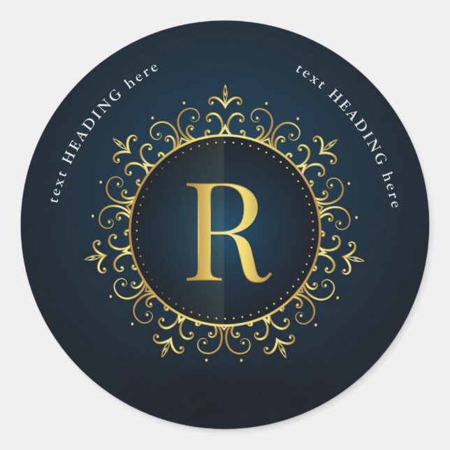 R - Letter Monogram Round Sticker (Front)