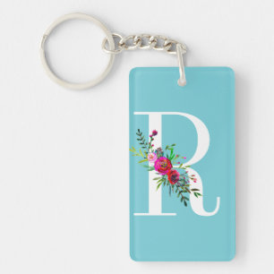 R Lettre Initiale Monogramme Floral Couleur Person